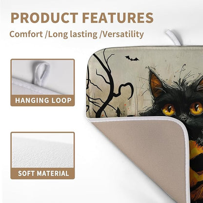 Wnoesat Black Cat Halloween Kitchen Dishes Drying Mat 16x18 Inch Halloween Fall Pumpkin Bat Dish Drying Mats for Kitchen Counter Absorbent Microfiber Dish Rack Mat Drainer Pad for Coffee Bar Sinks