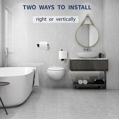 2 Pack-Toilet Paper Holder Self Adhesive Roll Holder Wall Mount for Bathroom and Washroom, No Drilling SUS304 Stainless -Matte Black