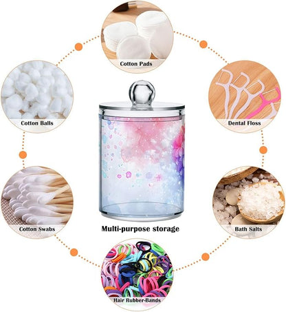 MNSRUU 4 Pack Qtip Holder Organizer Dispenser Pink Hearts Bathroom Containers Bathroom Vanity Storage Canister Apothecary Jars for Cotton Swabs/Pads/Floss