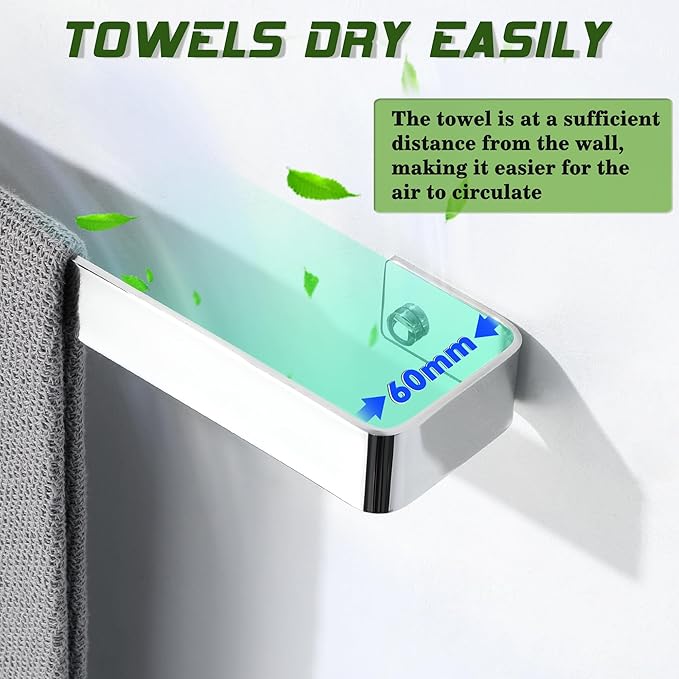 Alise Hand Towel Holder Towel Bar for Bathroom Wall Mount,SUS304 Stainless Steel Towel Rack for Bathroom and Lavatory,Kitchen,16 in Bath Towel Hanger Towel Rail,Polished Chrome