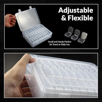 THYSSEN Bead Organizers Box 30Pcs Plastic Mini Clear Storage Cases with 1pcs Hinged Lid Rectangle Case, forJewelry Beading diamond painting Crafts Screws Small Parts of Containers