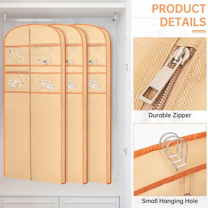 72" Garment Bag for Travel for Hanging Clothes Storage Hanging Suit Cover with Zipper and Accessory Storage for Coats, Dresses, Suits