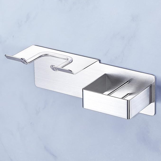 WAYASI Blow Dryer Holder Wall Mounted, Hair Dryer and Straightener Holder, Hairdryer Holder for Bathroom, Curling Iron Holder, Salon Hair Tools Organizer Storage, Silver