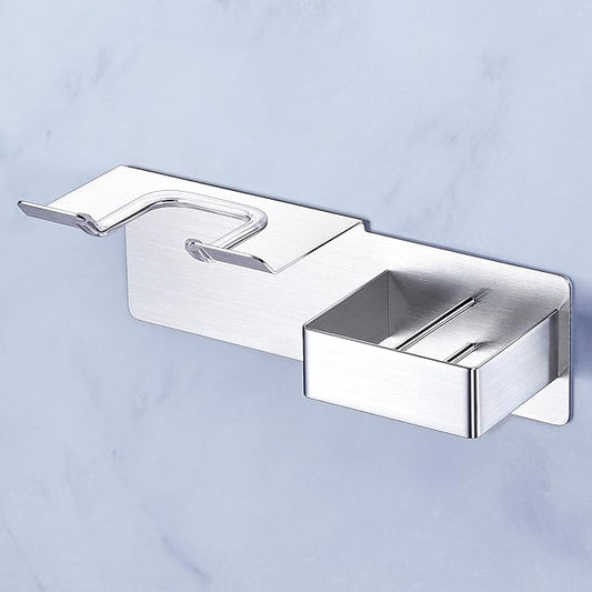 WAYASI Blow Dryer Holder Wall Mounted, Hair Dryer and Straightener Holder, Hairdryer Holder for Bathroom, Curling Iron Holder, Salon Hair Tools Organizer Storage, Silver