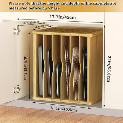 sandpaint 7 Tier Wooden Cabinet Tray Dividers,Kitchen Cabinet Tray Divider for Pans, Storing pans, Baking trays, Cutting Board