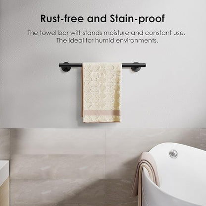 FORIOUS Towel Bar for Bathroom Wall Mounted, 304 Stainless Steel Towel Racks Includes Wall Mounting Hardware, Suitable for Bathroom, RV (Matte Black, 9 Inch)