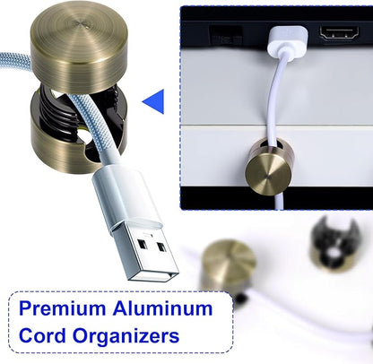 5 Sets Charger Holders for Cords, Antique Copper Color Adjustable Cable Anchor Holders, Adhesive Metal Cord Clips, Cable Management Wire Organizers for Desk, Office, Nightstand