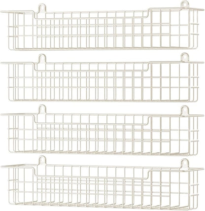 Spice Rack, 4-Pack Seasoning Organizer Wall Mount for Kitchen Storage Organization, Spice Holder Metal Shelf Saving Space for Cabinet, RV, Pantry, White