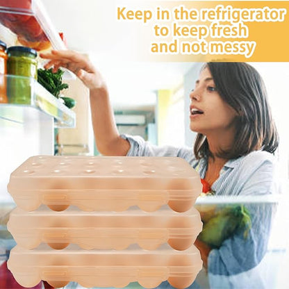 Portable Plastic Egg Storage Box, 18 Tray Shockproof Egg Protector Tray, Folding Eggs Holder Carrier, Eggs Slot Tray Holder Box, for Outdoor Camping Picnic BBQ Hiking(Khaki)