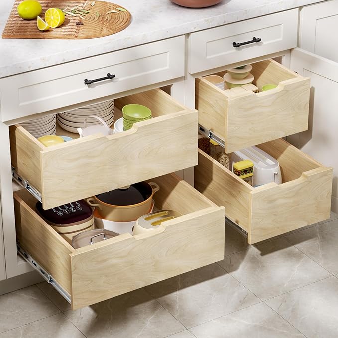 Pull Out Cabinet Organizer, Pull Out Drawers for Cabinets, Slide Out Wood Drawer, 8" High Pull Out Shelf for Kitchen Cabinet Pantry, 19½" W×21" D