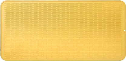 Silicone Dish Drying Mat for Multiple Usage,Easy clean,Eco-friendly,Heat-resistant Silicone Mat for Kitchen Counter or Sink,Refrigerator or Drawer Liner Yellow 5XL 36inches x 18inches