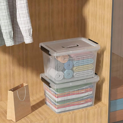 Qqbine 18 Quart Clear Plastic Storage Latching Bin with Lids, Latch Box with Handle, 4 Packs