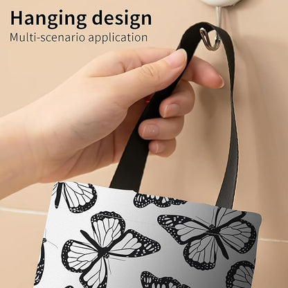 Plastic Bag Holder, Wall Mount Grocery Bag Organizer, Funny Hanging Trash Storage Dispenser for Home Kitchen Cute Butterfly Pattern