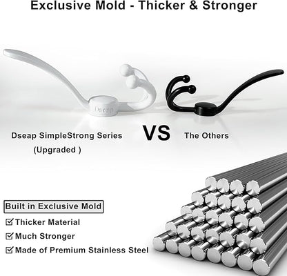 Dseap Over Door Hook 2.0 - Upgraded Version - Simple-Assembly, Strong, Heavy-Duty Stainless Steel 5-Tri-Hook Over The Door Hanger Rack, SimpleStrong Series, White, Pack of 2