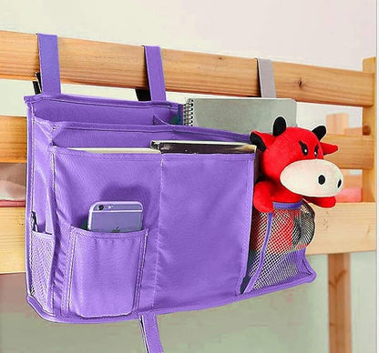 Bunk Bed Organizer - Bedside Storage Caddy with Pocket, Hanging Organizer for Camp, Dorm, Room, Hospital Bed Rail and More (Purple)