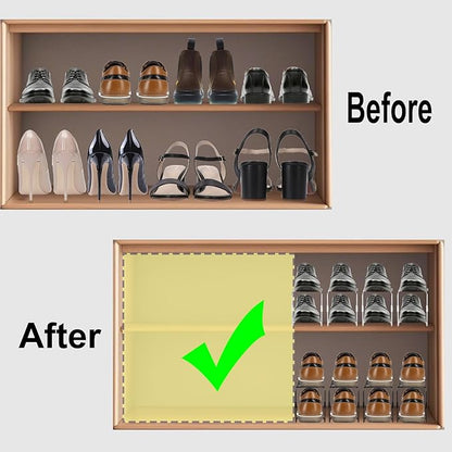 Shoe Slot Organizer for Closet Metal Shoe Rack Storage Space Saver Shoe Stacker Organizers for Shelf (Metal-20PACK)