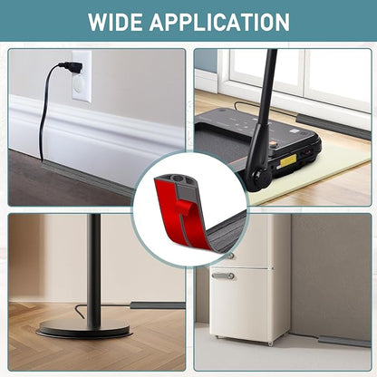 Floor Cord Cover Self Adhesive Cord Hider Floor Extension Cord Covers for Floor Power Cord Protector Cable Management Prevent Cable Trips Cable Cavity 0.32" W x 0.32" H (Deep Grey Wood, 20Ft)