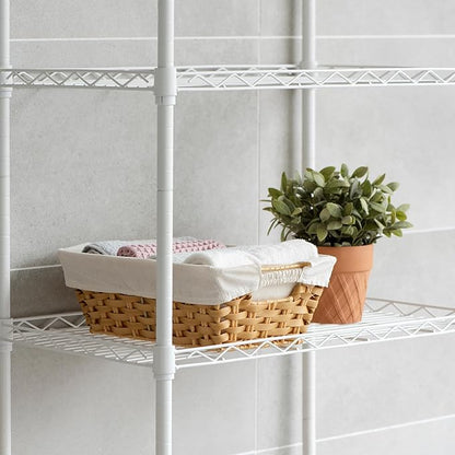 JS HANGER Wicker Storage Basket with Liners, Set of 2, Washable Waterproof, 12.6" L x 8.7" W x 4.3" H, Woven Basket for Pantry, Toilet, Bathroom, Bedroom, Patio,Natrual
