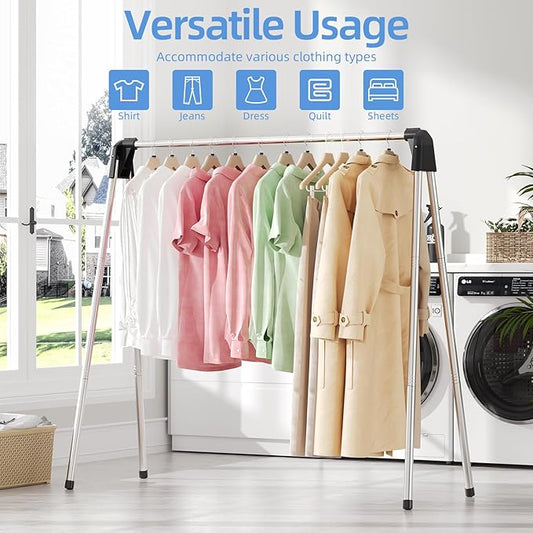 APEXCHASER Clothes Drying Rack - Laundry Rack for Efficient Air Drying, Collapsible Clothing Rack, Foldable Clothes Drying Rack, Heavy Duty Stainless Steel Clothes Rack