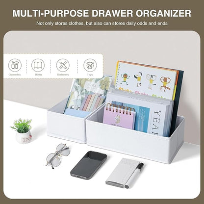 DIMJ Drawer Organizer Clothes 18 Pack - Foldable Baby Organizers and Storage & Dresser Organizer for Bedroom, Closet - Nursery Organization Dresser Dividers for underwear, Sock,Bra, Belt, Tie, White