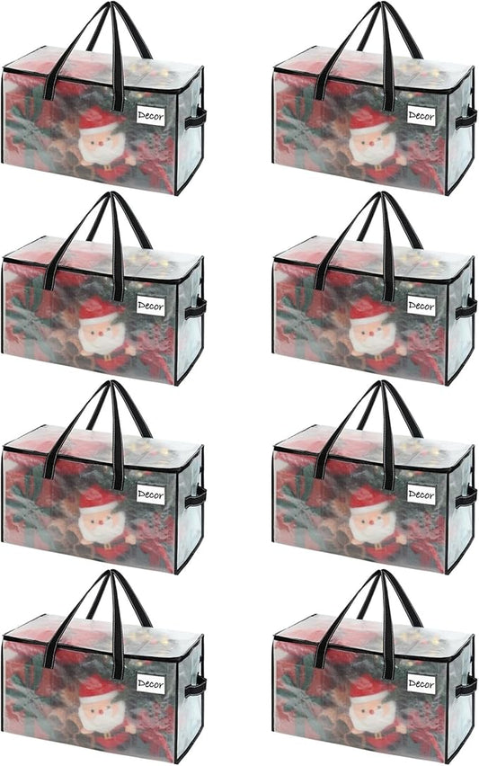VENO 8 Pack Moving Bags, Christmas Storage Bins, Moving Boxes Alternative, Comforter and Blanket Storage Bags, College Dorm Packing Supplies, Foldable Heavy-Duty Tote (Clear, 8 Pack)
