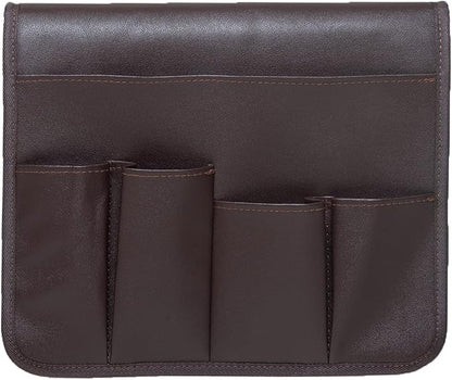 PU Leather Sofa Armrest Organizer, Armchair Magazine Holders, Waterproof Remote Holder for Recliner Couch with 1 Large Pocket, 4 Small Pockets for Magazine, Remote, Phone, Ipad, Books (brown)