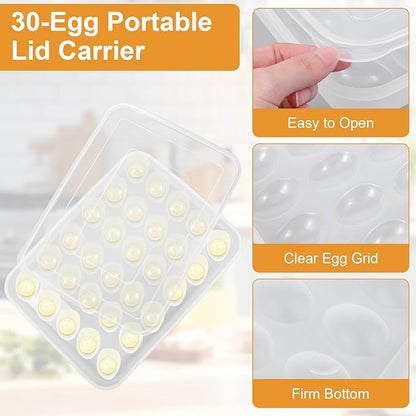 3 Pack Deviled Egg Containers with Lid - Stackable Egg Trays for Deviled Eggs, 90 Slots Plastic Eggs Holder for Refrigerator, Party, Travel (13.58 x 10.23 x 1.96 inches, Clear, BPA-Free)