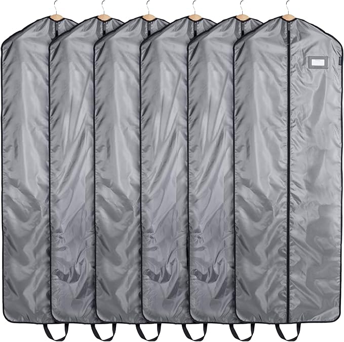 Covermates Keepsakes Garment Bag Set - Premium Polyester - Full Length Zipper - ID Window - Carrying Handles - Closet Storage, Grey
