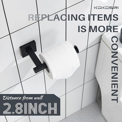 KOKOSIRI Toilet Paper Holder for Bathroom Toilet Roll Holder Hold Mega Rolls Wall Mounted, Matte Black Stainless Steel 2 Pack, B2008BK-P2