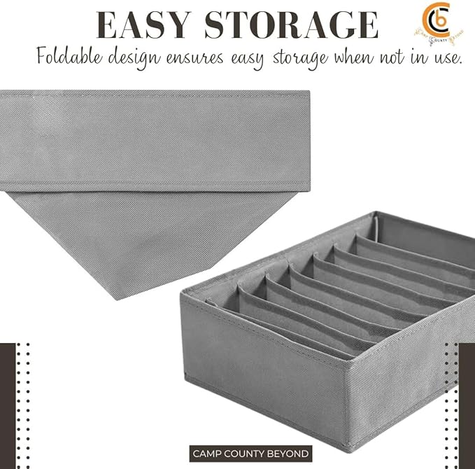 Foldable Wardrobe Clothes Organizer Storage Boxes - Set with 8 Grids- Fabric Shelf Dividers, Small Size Organizer with PPE Sheets, Stackable Clothing Box for Jeans,Pants, Sweaters,T-Shirts (Pack of 4)