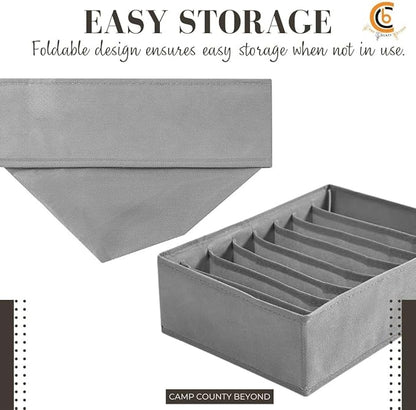 Foldable Wardrobe Clothes Organizer Storage Boxes - Set with 8 Grids- Fabric Shelf Dividers, Small Size Organizer with PPE Sheets, Stackable Clothing Box for Jeans,Pants, Sweaters,T-Shirts (Pack of 4)