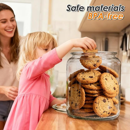 Masthome Large Glass Jar,1 Gallon Glass Jar with Lid, Airtight,Dishwasher Safe,Wide Mouth Storage Canister for Pasta,Flour,Nuts,Cookies,& More-Send 15 Food Storage Bags