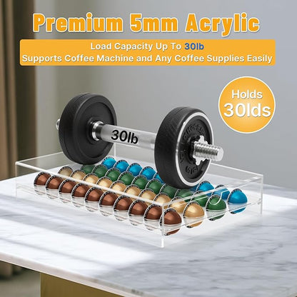 Coffee Pod Holder Compatible with Nespresso Pods Vertuo Holder, 40 Pods Capacity Acrylic Drawer Organizer, Suit for Home Office, Kitchen, Coffee Counter