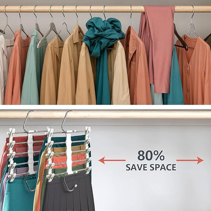 Zylkorb Skirt Hangers Pants Hangers Space Saving with Clips - 2 Pack - Space Saving Metal Closet Organizer for Shorts, Skirts, and Pants - Closet Organizer and Storage for Pants Jeans Skirts Legging