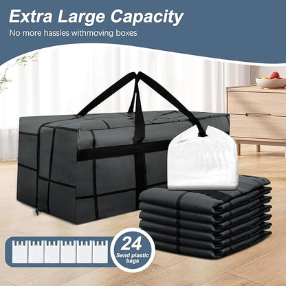 12Pack Extra Large Heavy Duty Moving Bags with Zippers & Reinforced Handles Heavy-Duty Storage Totes – Moving Boxes for Clothes, College Supplies, and Moving – Waterproof & Foldable (Extra Large)