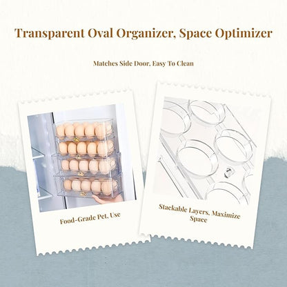 Egg Holder,Home Egg Container for Refrigerator Side Door Egg Dispenser Stackable Organizer Tray Container for Kitchen or Pantry Organizers and Storage Cupboard Cabinet