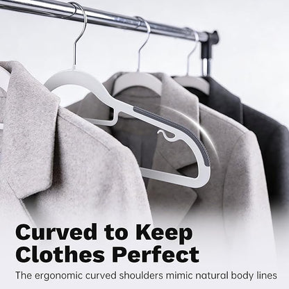 30 Pack Plastic Clothes Hangers, Non-Slip Slim Coat Hangers with 360° Swivel Hook, Space-Saving Heavy Duty Hangers for Shirts, Pants, Suits(White)