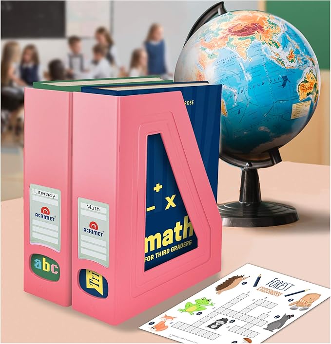 Acrimet Magazine File Holder – Vertical Rack for Documents, Folders and Mail, Durable Plastic Desk Organizer for Office & Home, Solid Pink (2 Pack)