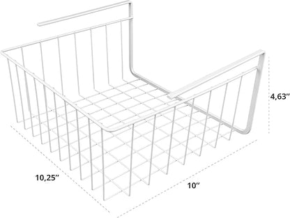 Southern Homewares White Wire Under Shelf Storage Basket Set – 4-Piece Under Cabinet Hanging Storage for Kitchen, Pantry, Organization (10.25" L x 10" W x 4.63" H, 1, Pack of 2)