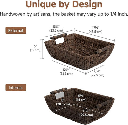 Storageworks Wicker Baskets for Shelves, Large Organizer Basket for Shelves, Wicker Baskets for Storage, Decorative Storage Basket, Vintage Home Decor, Water Hyacinth