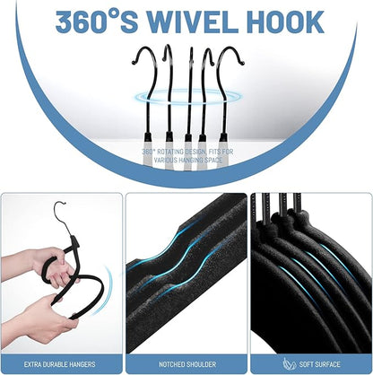 HOUSE DAY Black Velvet Hangers 240 Pack, Velvet Clothes Hangers Non Slip Felt Hangers, Heavy Duty Coat Hangers for Closet, Ultra Slim Hangers Black Hangers Space Saving Hangers for Suits, Shirt