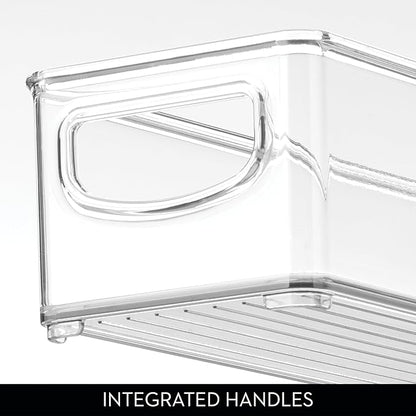 iDesign Slim Clear Plastic Storage Bin, Extra Long Narrow Stackable Organizer for Kitchen and Pantry, 4-Pack