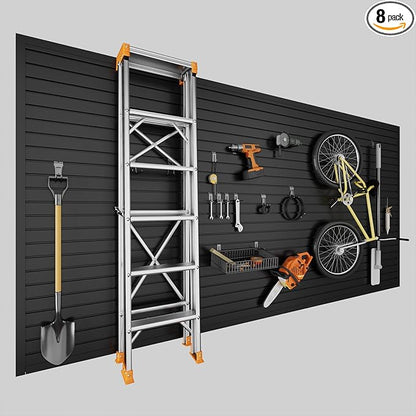 4 x 8 FT Slatwall Panel Garage Wall Organizer, Heavy Duty Slat Wall Paneling Sheets, Interlocking PVC Panels, Garage Slatwall for Tool Organization Mounted Storage Systems