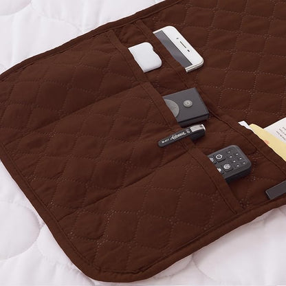 luckyjoyreal Armchair Caddy for Couch Remote Control Holder Premium Durable Non-slip Sofa Armset Organizer Caddy Storage for Recliner Couch 4 Pocket for Cell Phone Magazine 35"x13" Chocolate 1 Piece