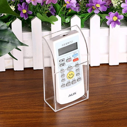 Hipiwe Wall Mount Remote Control Holder Clear Acrylic Media Organizer Storage Box Coffee Table and Nightstand Convenient Remote Control Caddy (One Compartment)