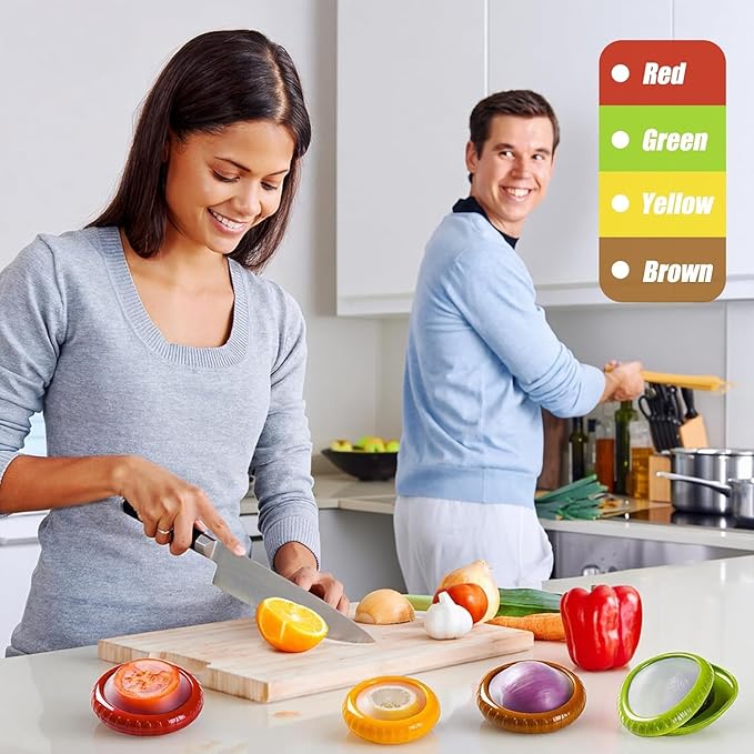 LYLHZRMDGC Set of 8 Avocado Saver and Onion Storage Set, Fresh Pod, Reusable Silicone Storage Pods for Avocado, Onions, Tomatoes, Garlic – Anti-Oxidation for Fridge, Send Goods from Local Warehouse