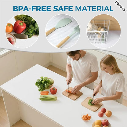 Hersvin Shelf Liners, 24 in x 20 ft Kitchen Drawer Mats, Non-Adhesive EVA Cupboard Protector, Cabinet Lining (White Dot)