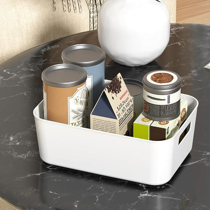 12 Packs Plastic Pantry Organization Bins, White Small Open Storage Containers Bin