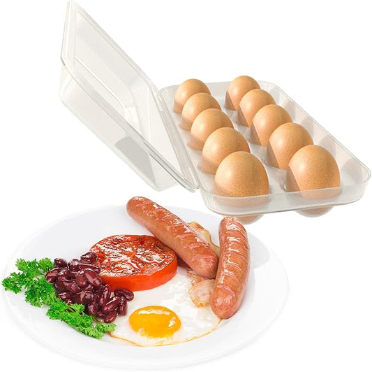 Kitchen Discovery Egg Storage Container for Refrigerator Stackable Clear Egg Container for Refrigerator Protects Against Breakage–Egg Holder for Camping, Hardboiled Egg Container Stores 10 Eggs