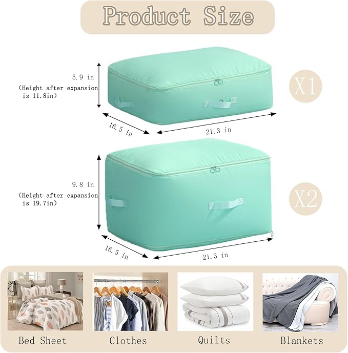 Bxngjuj 3 PCS Ultra Space Saving Self Compression Organizer, 2025 NEW Comforter Storage Bags, Heavy Duty Moving Bags, Washable Compression Bags for Storage Comforter Blanket, Clothes,Closet, Bedding